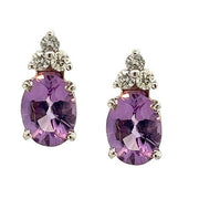 14K White White Gold Amethyst and Diamond Earrings